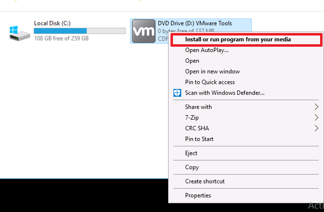 Z nabídky zvolíme možnost "Install or run program from your media"